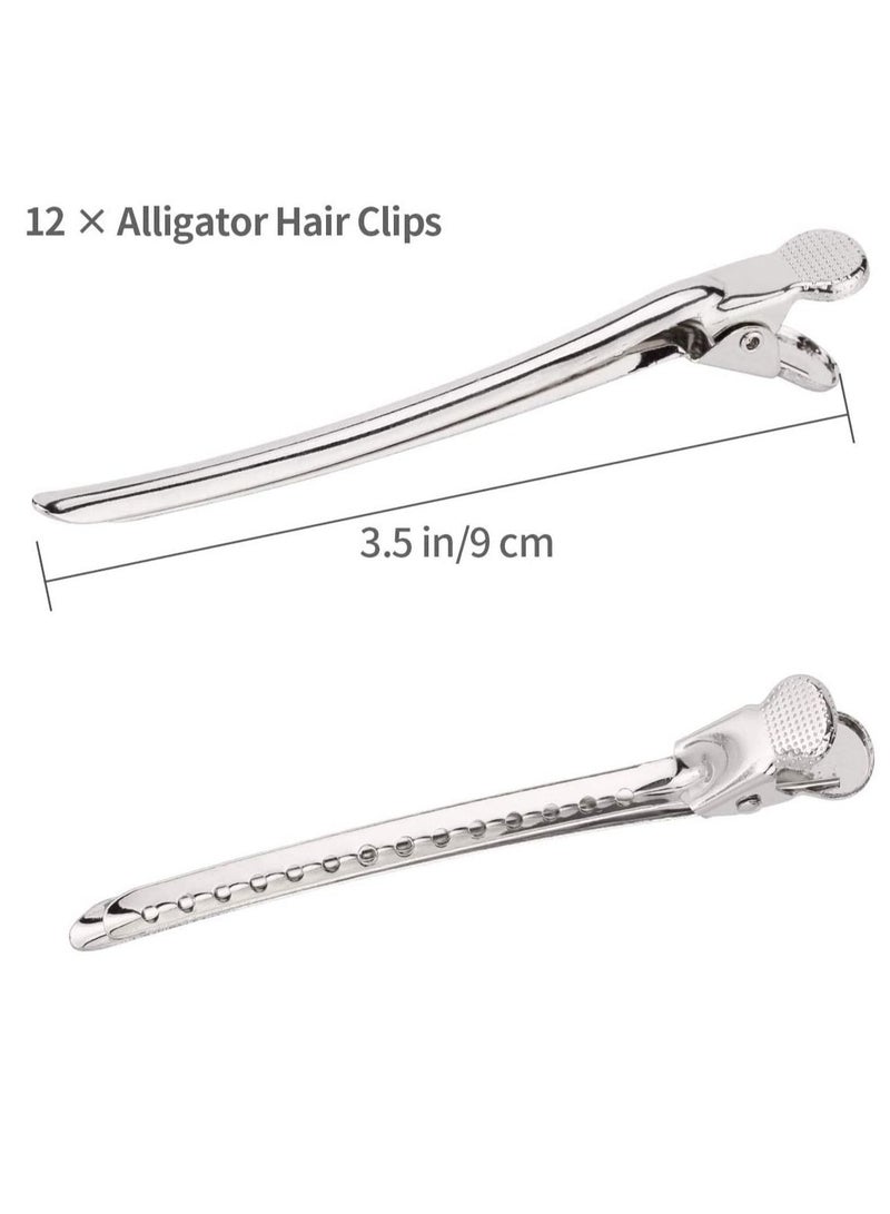 NIBEMINENT Crocodile Clips Hair, Metal Silver Styling Hair Clips, with Holes Professional for Salon and Women Duckbill Sectioning Clip - Image 5