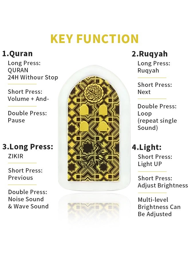 Mini Wall Plug Quran Speaker with Light Wall Koran Reciter Ramadan Pray Essential Gift Yellow 13*7*3cm  - Image 3