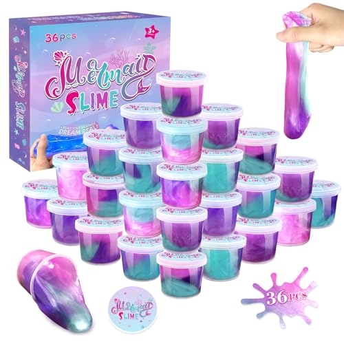 NPNE 36 Pack Mermaid Slime Kit Party Favors for Kids Slime Cup Bulk DIY Stress Relief Putty Toy Christmas Holiday Birthday Goodie Bag Stuffer Classroom Reward for Girls Boys Stretchy NonSticky - Image 1