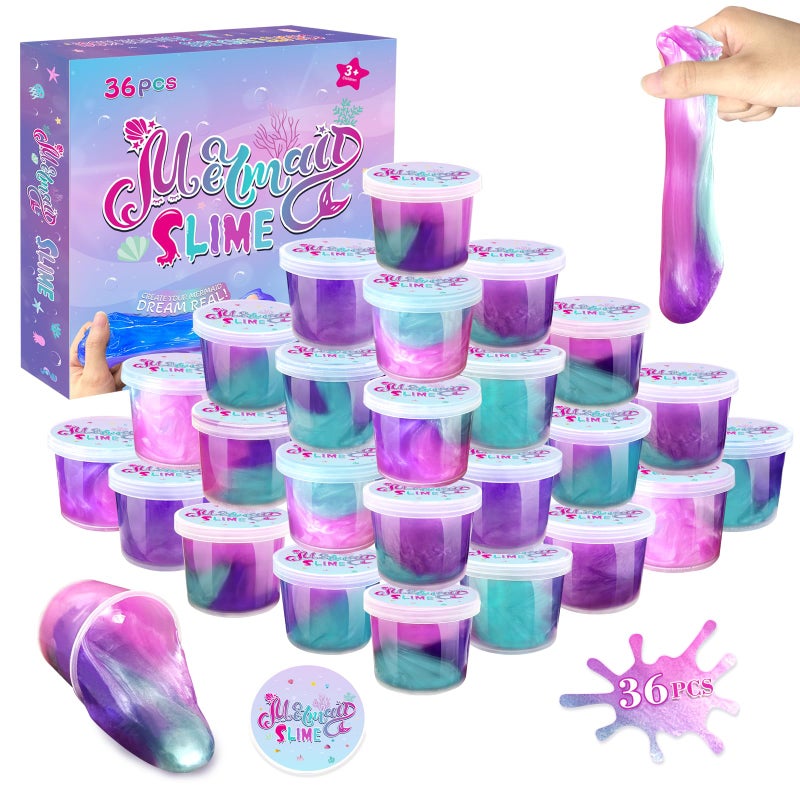 NPNE 36 Pack Mermaid Slime Kit Party Favors for Kids Slime Cup Bulk DIY Stress Relief Putty Toy Christmas Holiday Birthday Goodie Bag Stuffer Classroom Reward for Girls Boys Stretchy NonSticky - Image 2
