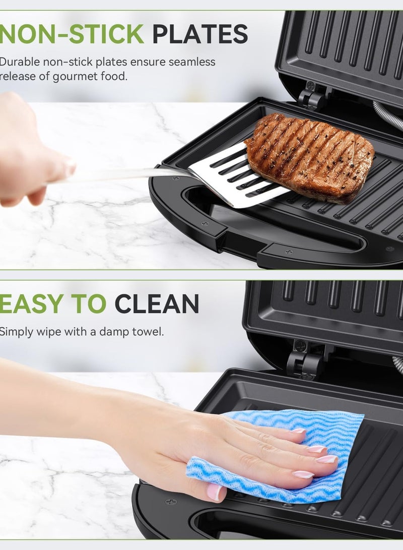 آر إيه أف مكواة وافل، شواية بانيني، وماكينة سندويشات، 3 في 1، شواية بانيني، ومكواة سندويشات مع ألواح غير لاصقة قابلة للإزالة، مؤشرات ضوئية، ومقبض بارد الملمس، مثالية لطهي الجبن المشوي، شرائح اللحم، والوجبات الخفيفة، 850 واط - Image 4