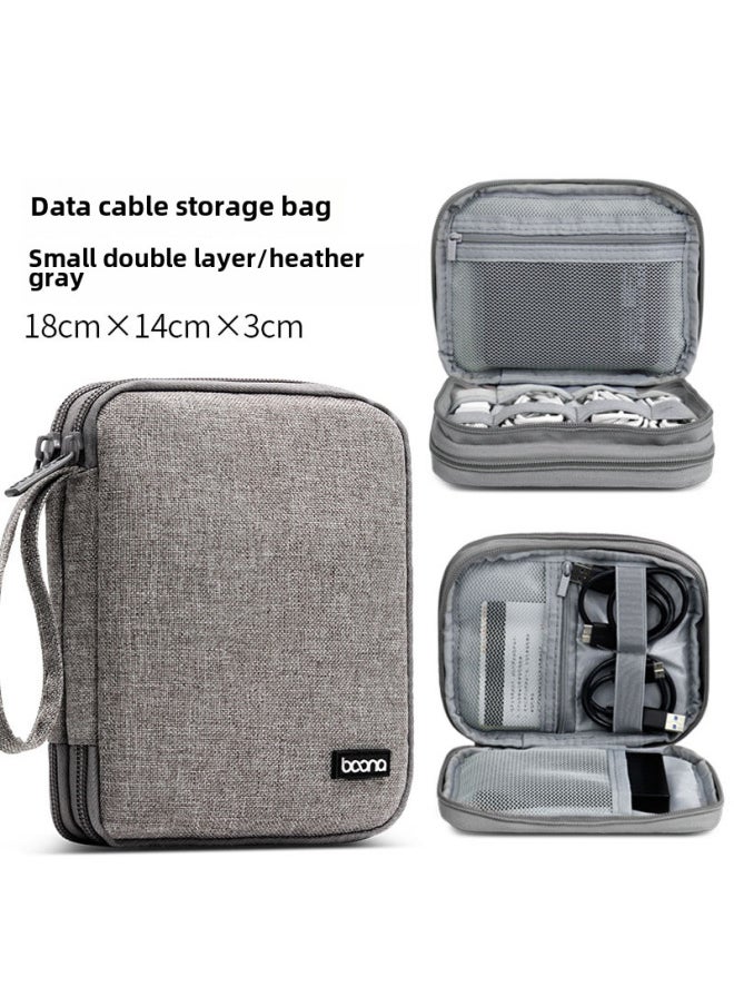 Generic Bag Data Cable Storage Bag Headset Ipad Tablet Storage Bag Mobile Phone Charging Treasure Digital Portable Protective Case-Color:Small Double-Gray  - Image 1
