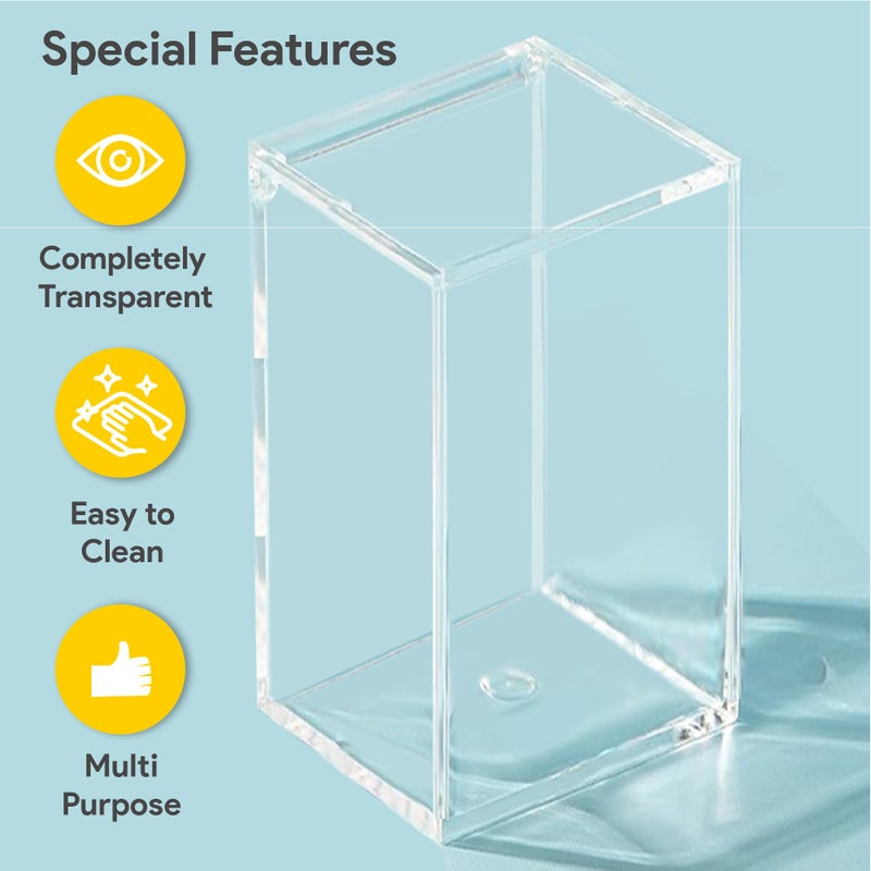 Hammont Rectangle Acrylic Box - Shelf Organizer Bins - Clear Storage Containers - Candy Party Favors | Bathroom Storage | Makeup Cosmetic Organization | Tall: 4"x4"x8" (3 Pack) - Image 3