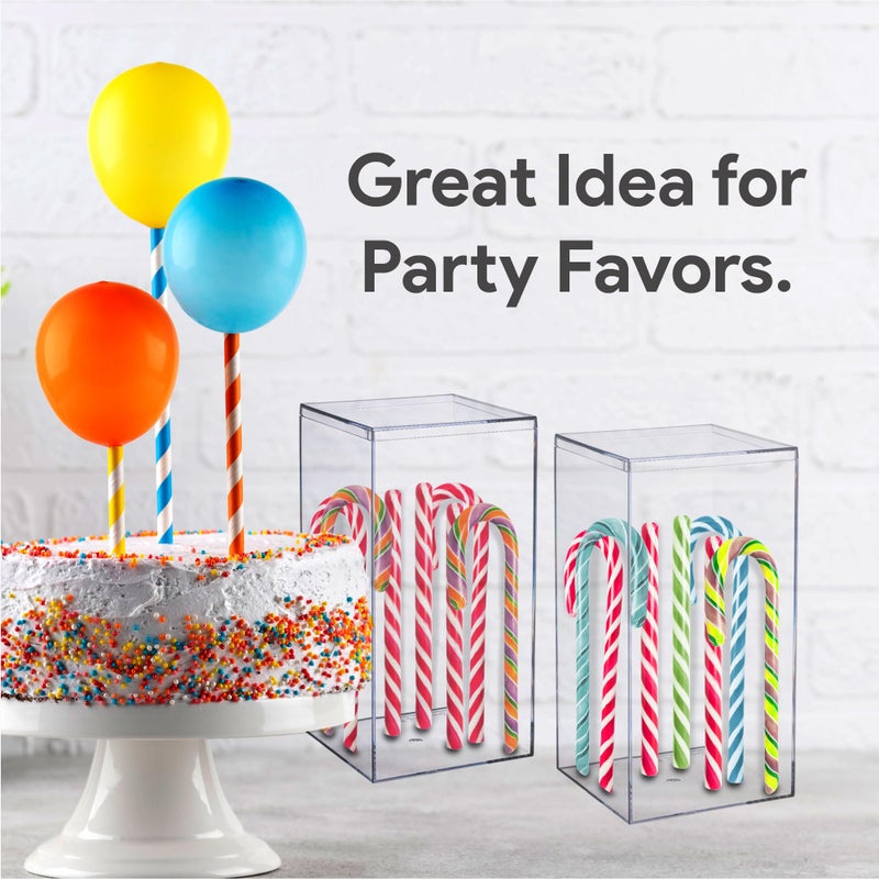Hammont Rectangle Acrylic Box - Shelf Organizer Bins - Clear Storage Containers - Candy Party Favors | Bathroom Storage | Makeup Cosmetic Organization | Tall: 4"x4"x8" (3 Pack) - Image 4