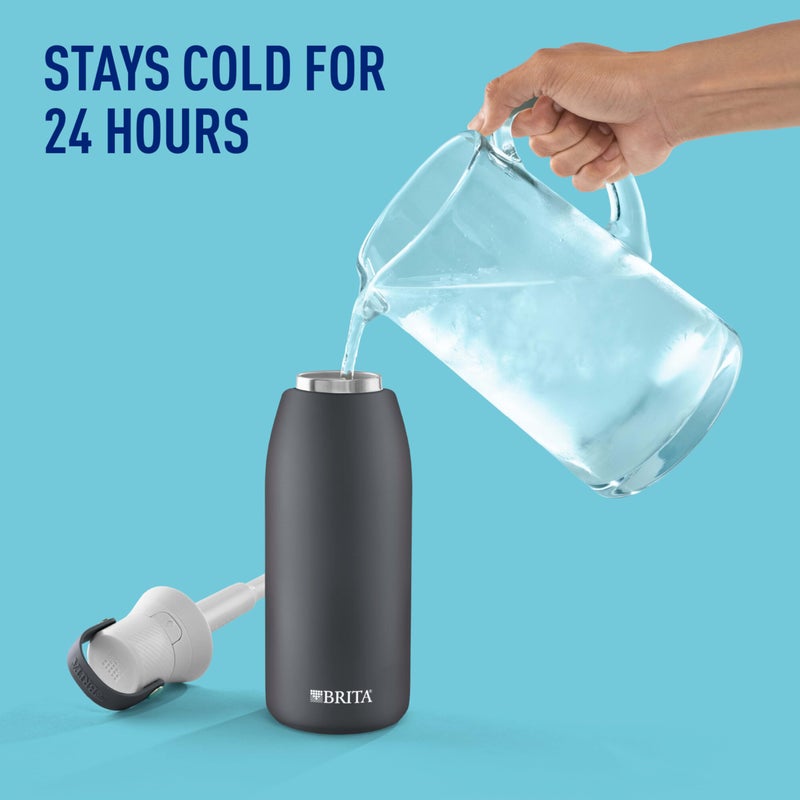 Brita Stainless Steel Premium Filtering Water Bottle, BPA-Free, Reusable, Insulated, Replaces 300 Plastic Water Bottles, Filter Lasts 2 Months or 40 Gallons, Includes 1 Filter, Carbon - 32 oz - Image 4