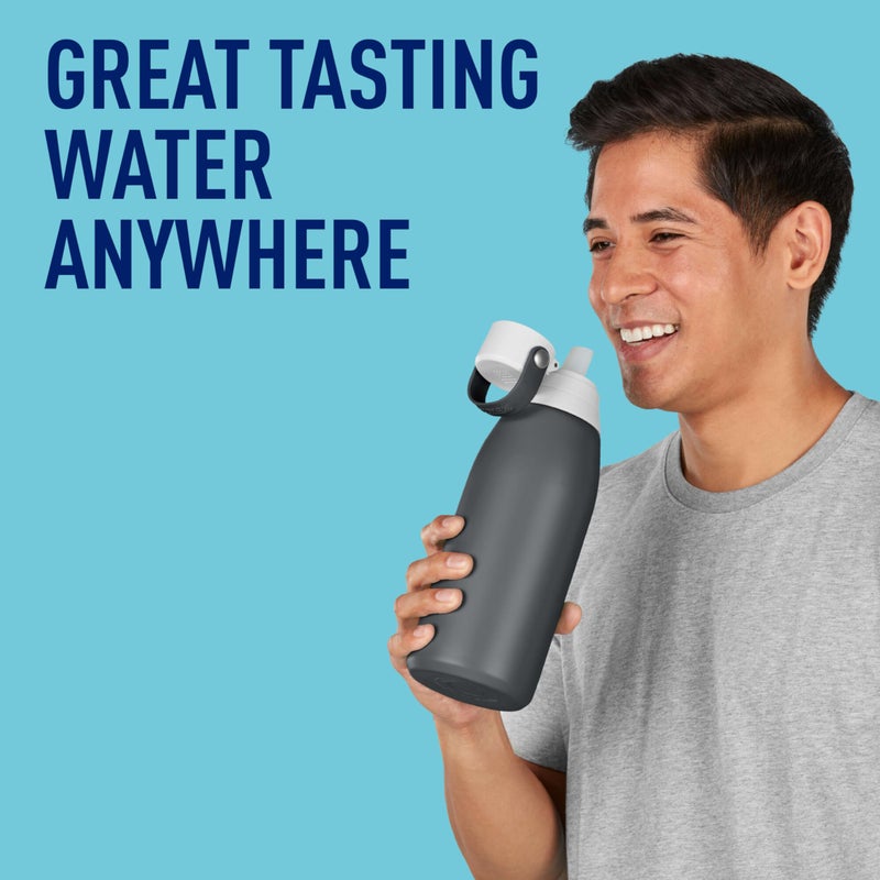 Brita Stainless Steel Premium Filtering Water Bottle, BPA-Free, Reusable, Insulated, Replaces 300 Plastic Water Bottles, Filter Lasts 2 Months or 40 Gallons, Includes 1 Filter, Carbon - 32 oz - Image 5