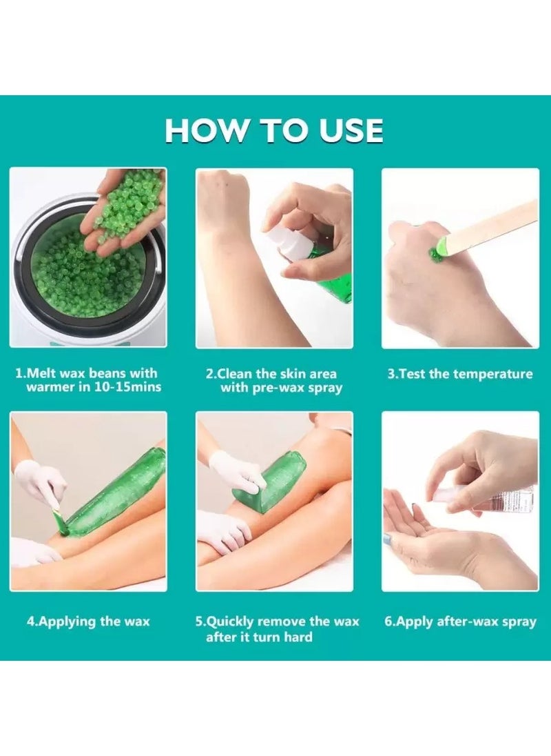 Konsung Beauty - Organic Aloe Vera Hair Removal Wax - 3 Pieces × 100g with 10 Wax Sticks, No Need for Wax Paper - Image 1