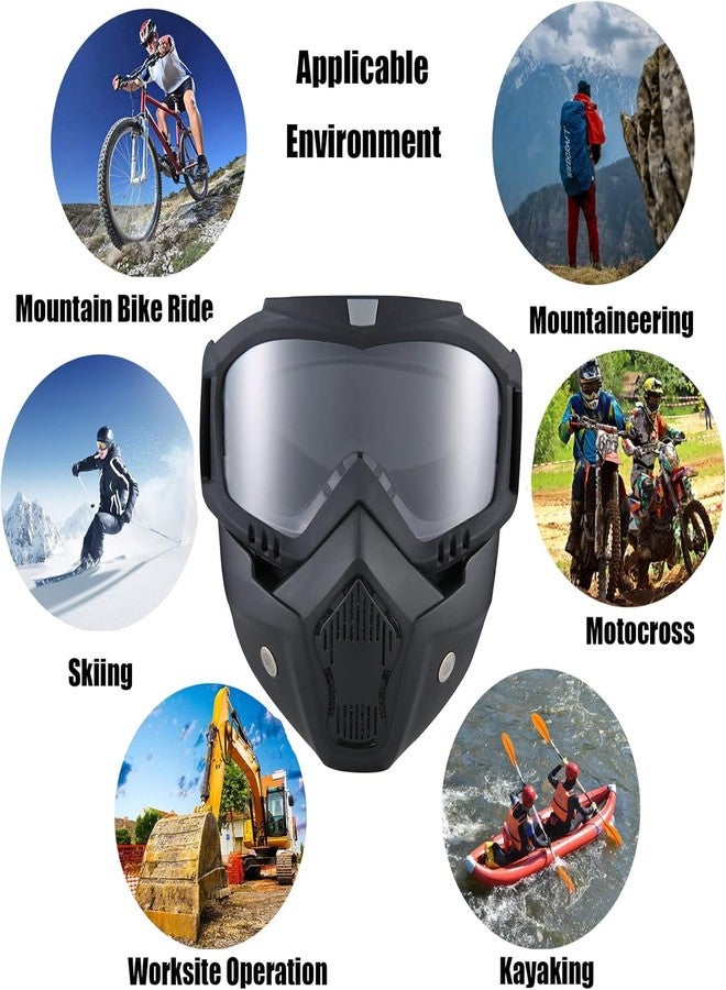 BROYEUR 2Pcs Paintball Mask Anti Fog,Tactical Full Face Mask Ski Mask Goggles Detachable Adjustable,Motorcycle Riding Face Protection (2Clear) - Image 5