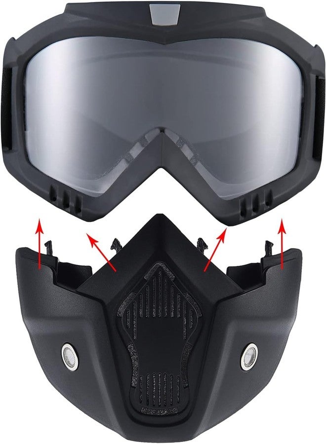 BROYEUR 2Pcs Paintball Mask Anti Fog,Tactical Full Face Mask Ski Mask Goggles Detachable Adjustable,Motorcycle Riding Face Protection (2Clear) - Image 3