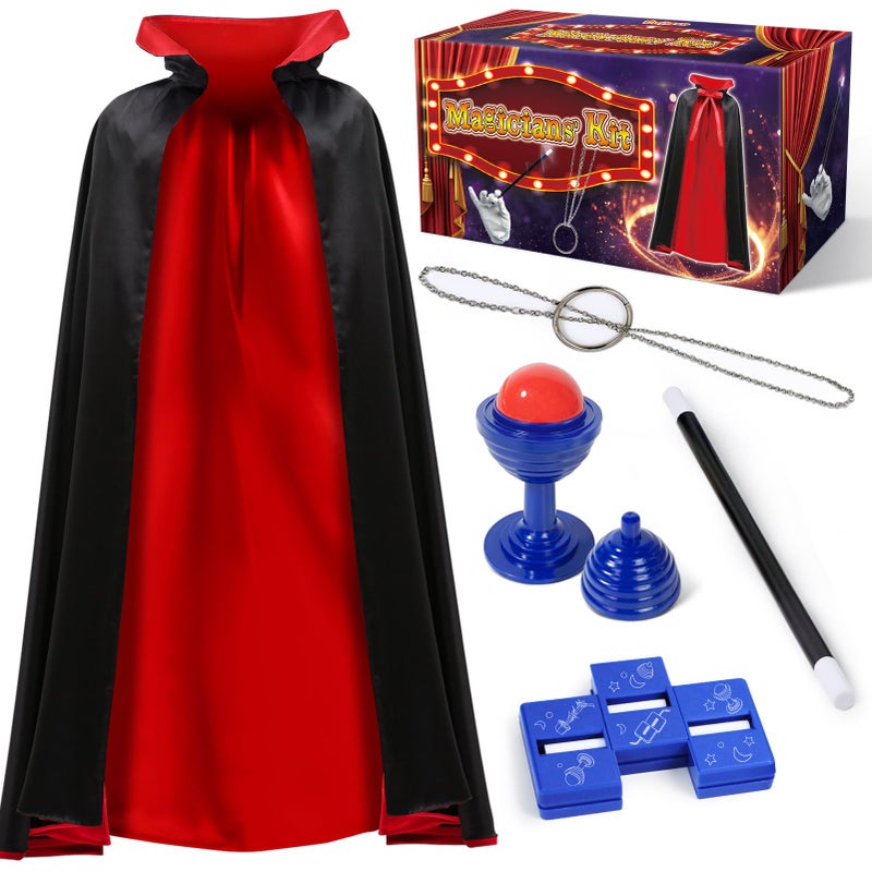PATIFEED Magic Kit Magician Costume Set with Cloak Cape Christmas Halloween Dress Up Pretend Play Magic Tricks for Kids Ages 6 7 8 9 10 11 12 - Image 3