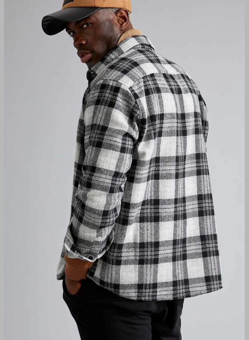 DeFacto Man Woven Top Regular Fit Polo Neck Long Sleeve Shirt