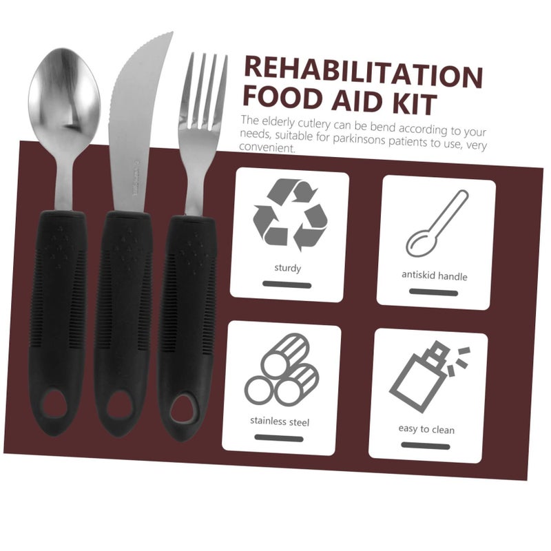 3Pcs Adaptive Eating Utensils Non Slip Cutlery For Elderly And Disabled Lightweight Portable Silverware - Image 5