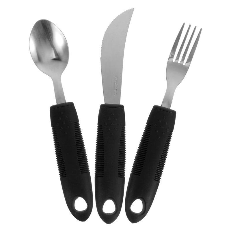 3Pcs Adaptive Eating Utensils Non Slip Cutlery For Elderly And Disabled Lightweight Portable Silverware - Image 2
