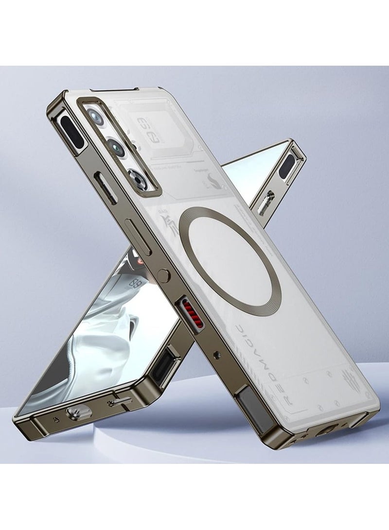 عام "غطاء حماية مغناطيسي لـ ZTE Nubia Red Magic 10 Pro/10 Pro+ - هيكل معدني قابل للفك مع ظهر شفاف مضاد للبصمات، تصميم رفيع مع حماية من السقوط والصدمات"