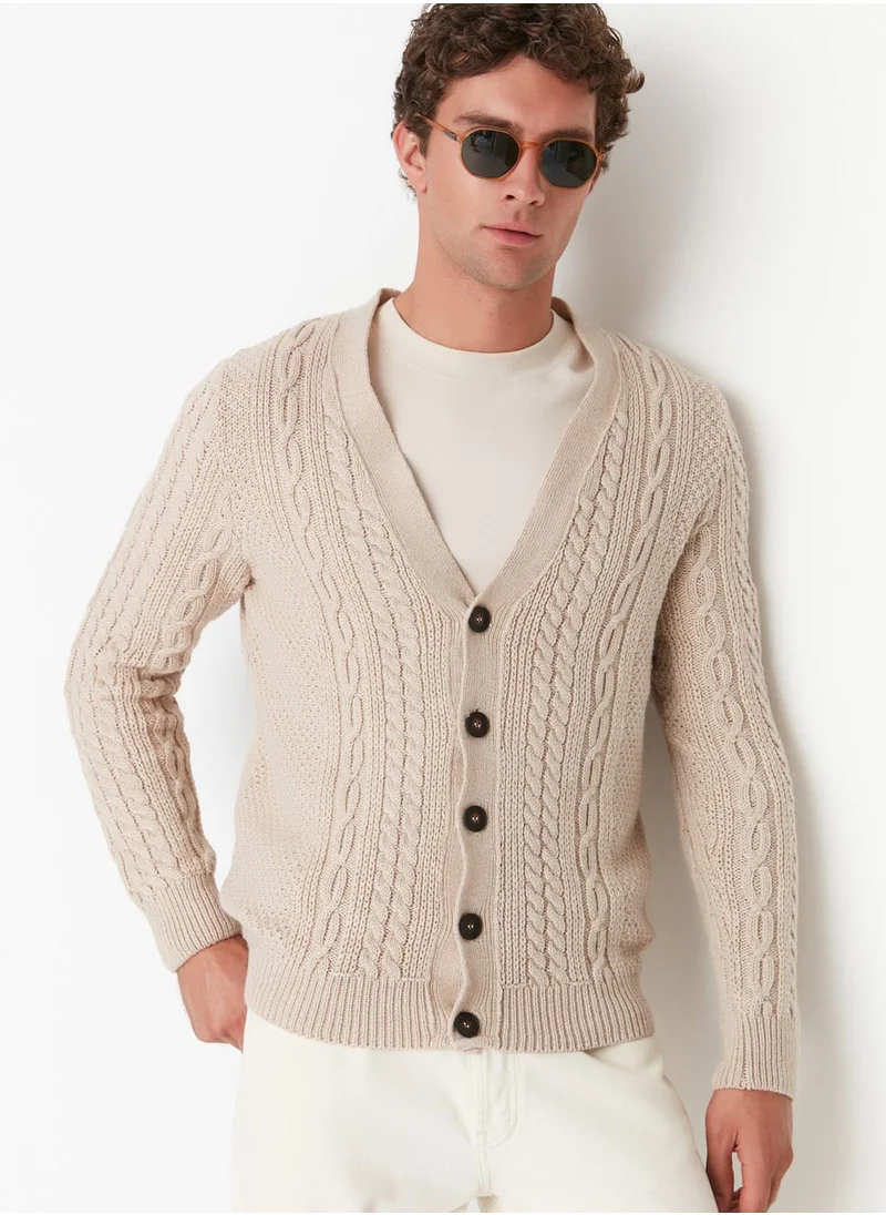 trendyol Cable Knit Button Cardigan