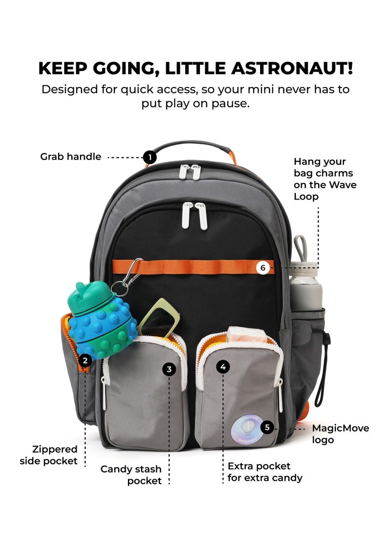 Mokobara MOKOBARA The Jetpack Backpack - Lightweight Water-Resistant School Backpack for Kids (10+ Years) with Magicmove Logo and Reflective Stripe| Ideal for School, Travel, and Outdoor Adventures (Grey & Black)  - Image 5