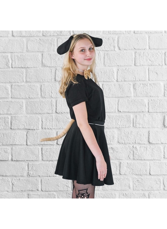 سكيلتين طقم زي جرو كلب - طقم آذان كلب باللون البني والأسود وربطة عنق وإكسسوارات ذيل للأطفال من جميع الأعمار - Image 3