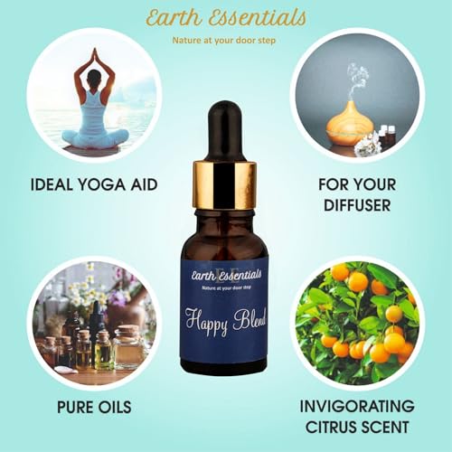 Earth Essentials Happy Oils Blends Uplift Aromatherapy Essential Oil Blend - Calming Essential Oils for Diffusers for Home and Travel with Citrus, Lemon, Orange and Lavender Essential Oils 15 ml - Image 4