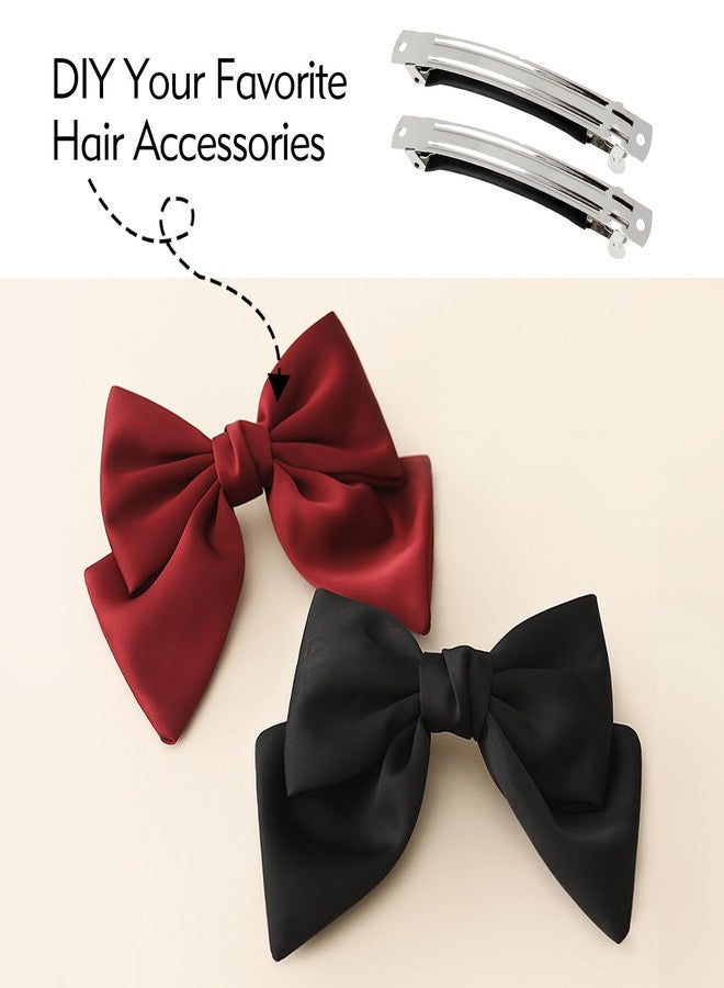 Cinaci 20 Pack 10cm/4" Simple Plain Blank DIY Caft Silver Metal French Hair Barrettes with Black Leather Cover Snap Hair Clips Clasps for Women Girls Teens Hair Accessories (4 Inch) - Image 2