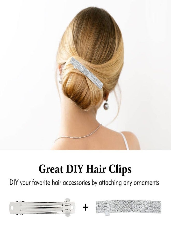 Cinaci 20 Pack 10cm/4" Simple Plain Blank DIY Caft Silver Metal French Hair Barrettes with Black Leather Cover Snap Hair Clips Clasps for Women Girls Teens Hair Accessories (4 Inch) - Image 3