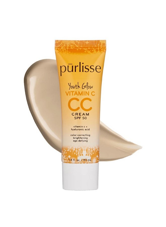 Purlisse Youth Glow Vitamin C Cc Cream Spf 50: Crueltyfree & Clean, Paraben & Sulfatefree, Full Coverage, Hydrates With Hyaluronic Acid | Light 1.4Oz - Image 1