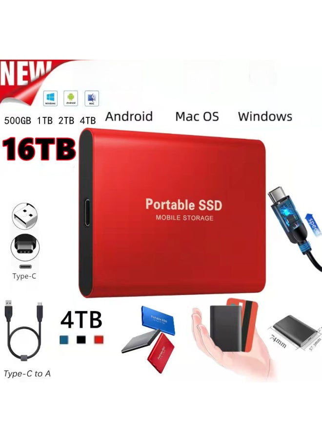 Generic SSD High-speed Solid-state Mobile Hard Disk 16TB 8TB 4TB 2t 1t Shipped On The Same Day-Capacity:16TB-Interface:Blue  - Image 1