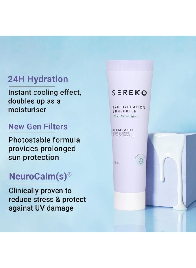 Sereko 24hrs Hydration Sunscreen SPF 50 PA++++ Creme Gel with Zero White Cast for Women & Men | 24hrs Hydration, Quick Absorbing & Non Greasy | UVA+UVB & Blue Light Protection | Suitable to All Skin Type (15ml) - Image 2