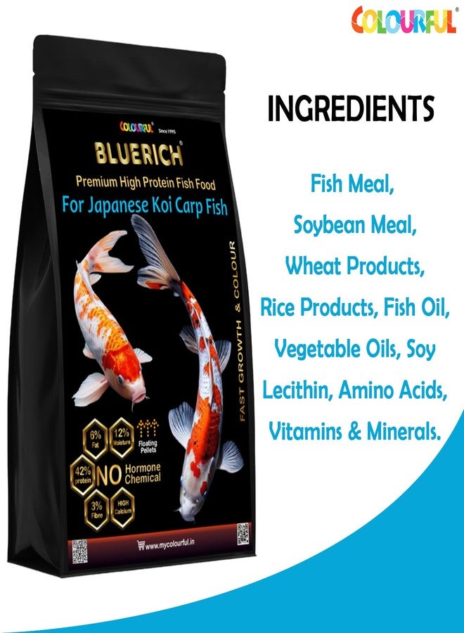 COLOURFUL® - BLUERICH High Protein Growth & Color Specialist Fish Food for Japanese Koi | Aquarium and Pond Fish Food (Size: 1.8mm (Medium)) - Image 3