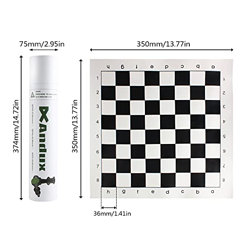 Andux Chess Game Set Chess Pieces and Rollable Board QPXQ-01 (Black,35x35cm) - Image 2