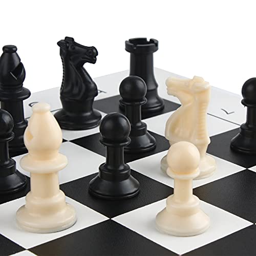 Andux Chess Game Set Chess Pieces and Rollable Board QPXQ-01 (Black,35x35cm) - Image 5