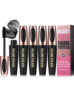 Charm Kiss 4 Pack 4D Silk Fiber Lash Mascara, Waterproof Smudge-Proof Thickening Mascara Black Thickening, Mascara Waterproof Lash Cosmetics For Natural Lengthening, Long Lasting & No Clumping  - Image 1