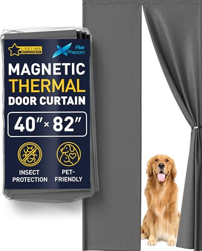 Flux Phenom Thermal Insulated Door Cover - Easy Install - Temperature Protection Barrier, Keeps Warm Air in, Magnetic Door Curtain for Winter - 40"x82" - Image 1