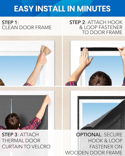 Flux Phenom Thermal Insulated Door Cover - Easy Install - Temperature Protection Barrier, Keeps Warm Air in, Magnetic Door Curtain for Winter - 40"x82" - Image 2