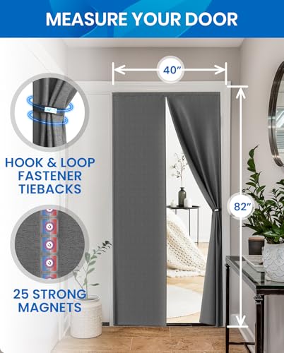 Flux Phenom Thermal Insulated Door Cover - Easy Install - Temperature Protection Barrier, Keeps Warm Air in, Magnetic Door Curtain for Winter - 40"x82" - Image 4