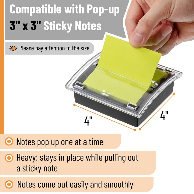 Mr. Pen Pop Up Note Dispenser, 3" x 3", Black, Sticky Note Dispenser, Sticky Note Holder for Desk - Image 3
