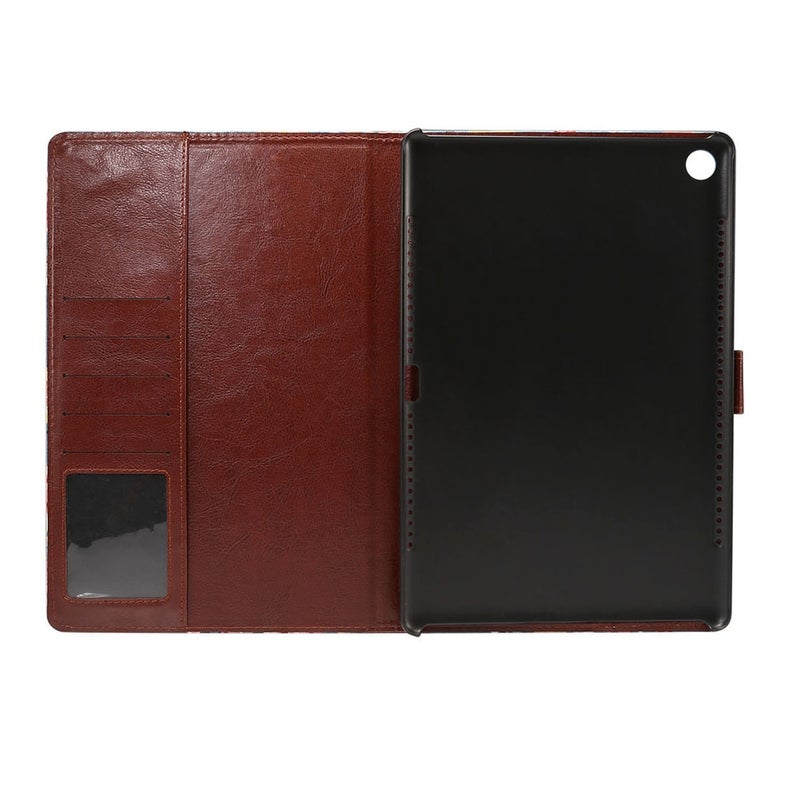 ديبايس جراب من الجلد الصناعي بنمط زهور من القماش مع حامل وفتحات للبطاقات ومحفظة لجهاز Huawei Mediapad M5 مقاس 10.8 بوصة (أزرق) - Image 4