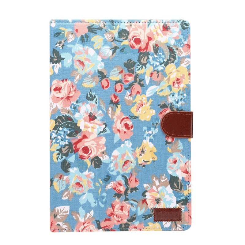 ديبايس جراب من الجلد الصناعي بنمط زهور من القماش مع حامل وفتحات للبطاقات ومحفظة لجهاز Huawei Mediapad M5 مقاس 10.8 بوصة (أزرق) - Image 2
