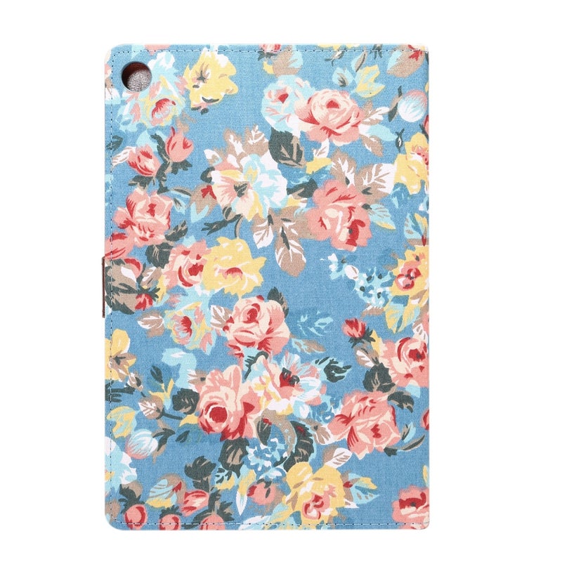 ديبايس جراب من الجلد الصناعي بنمط زهور من القماش مع حامل وفتحات للبطاقات ومحفظة لجهاز Huawei Mediapad M5 مقاس 10.8 بوصة (أزرق) - Image 3