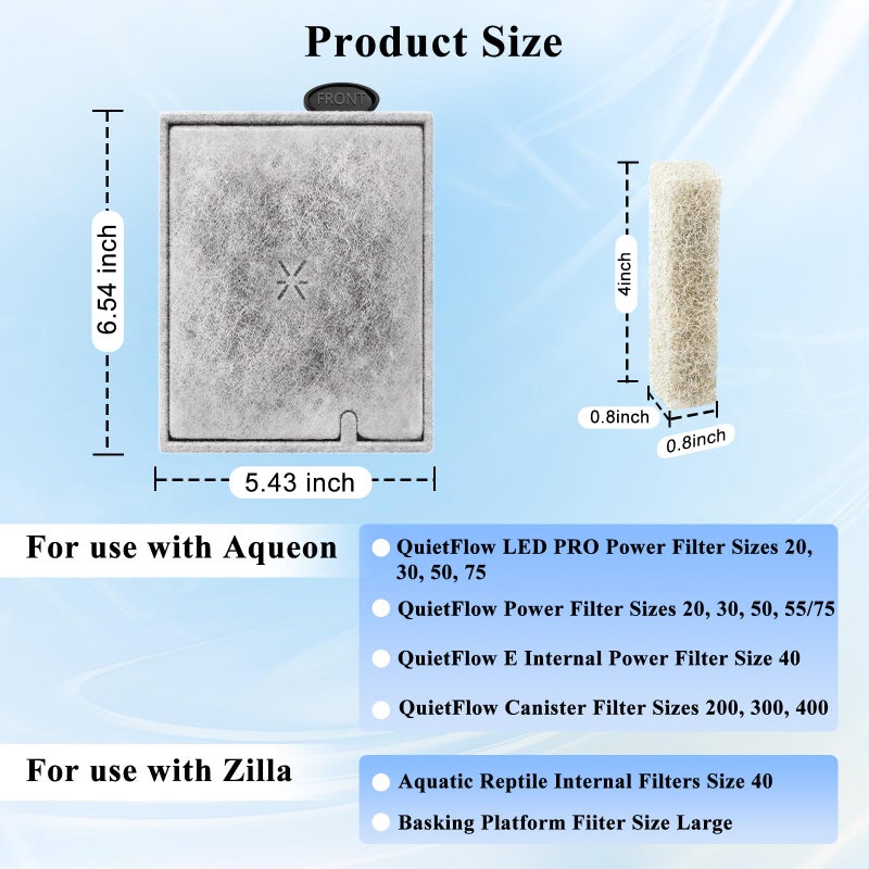 Switior Large Aquarium Fish Tank Filter Cartridges with Filter Pad, Compatible with Aqueon QuietFlow Filter LED PRO Size 20,30,50,75/Power Filter Size 20,30,50,55/75, E Internal Size 40 Canister Filter - Image 2