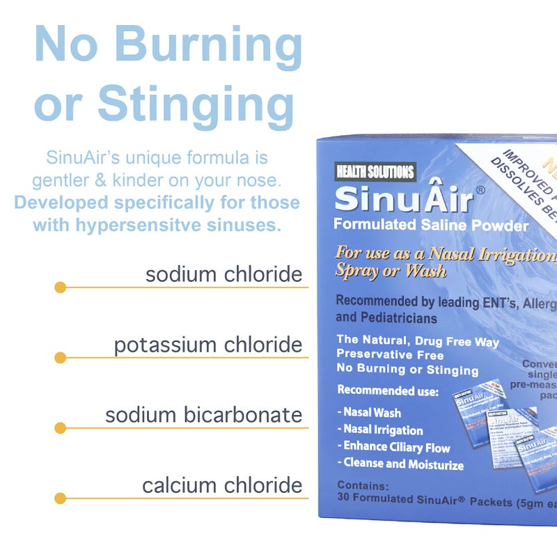SINU PULSE ELITE SinuAir Saline Packets for Sinus Rinse - Premixed Salt Solution Powder for SinuPulse Elite System, Neti Pot, Nose Wash Bottle & Nasal Irrigation, 90 Packets - Image 3