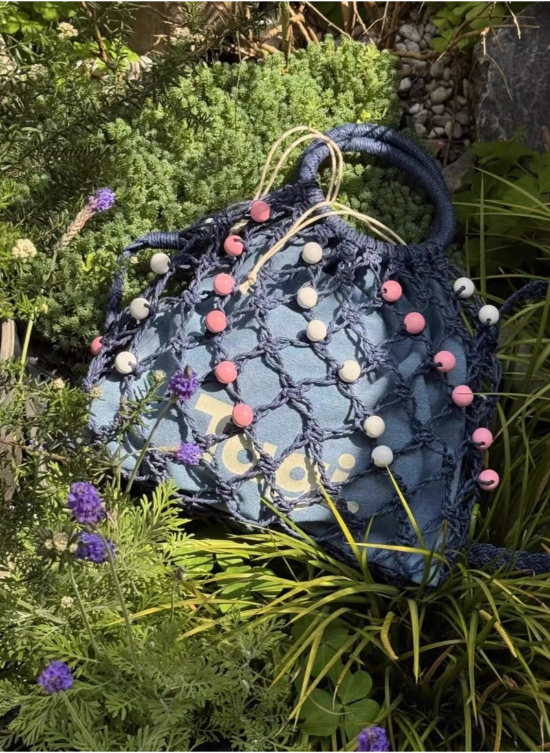 TG - Tagi Weaving Handmade Beaded Drawstring Drawstring Drawstring Canvas Bag Tote Shoulder Woven Bag - Image 1
