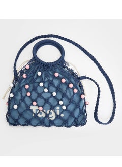 TG Tagi Weaving Handmade Beaded Drawstring Drawstring Drawstring Canvas Bag Tote Shoulder Woven Bag  - Image 1
