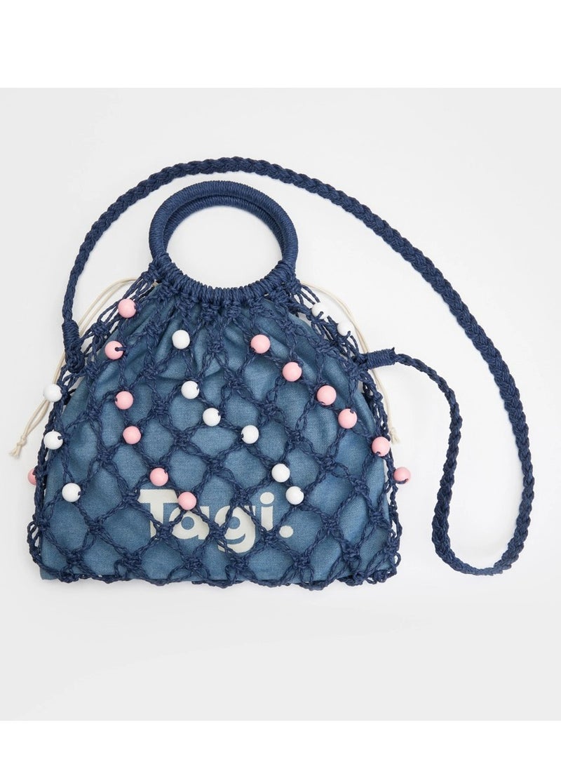 TG - Tagi Weaving Handmade Beaded Drawstring Drawstring Drawstring Canvas Bag Tote Shoulder Woven Bag - Image 1