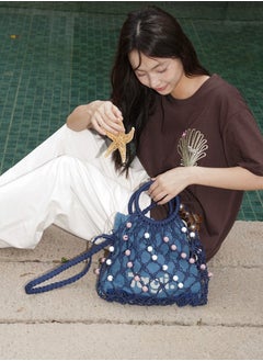 TG Tagi Weaving Handmade Beaded Drawstring Drawstring Drawstring Canvas Bag Tote Shoulder Woven Bag  - Image 3