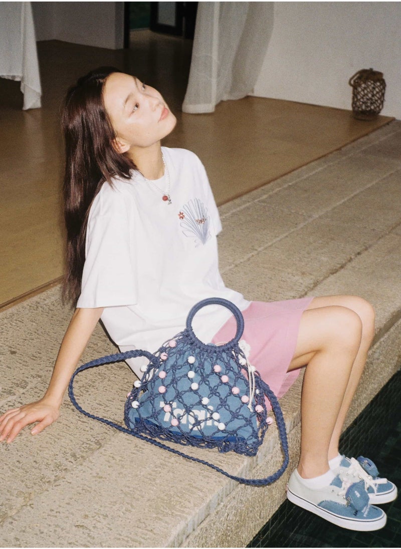 TG - Tagi Weaving Handmade Beaded Drawstring Drawstring Drawstring Canvas Bag Tote Shoulder Woven Bag - Image 1