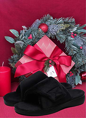 SOLLBEAM Women's Plantar Fasciitis Fuzzy House Orthopedic Adjustable Slippers With Arch Support Orthotic Heel Cup Sandals For Ladies - Image 3