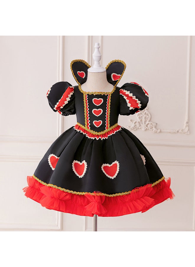 Dress Halloween Queen Of Hearts Cosplay Stage Costume Cos Suit Kidsren's Princess Dress