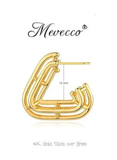 Mevecco Women Huggie Hoop Earrings Gold Ear Stud Cuff 14K Gold Filled Small Boho Beach Simple Delicate Handmade Hypoallergenic Jewelry Gift  - Image 4