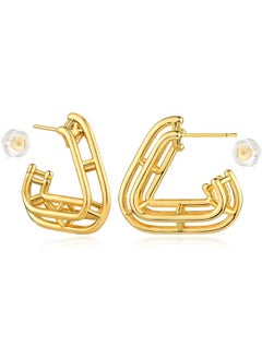 Mevecco Women Huggie Hoop Earrings Gold Ear Stud Cuff 14K Gold Filled Small Boho Beach Simple Delicate Handmade Hypoallergenic Jewelry Gift  - Image 1