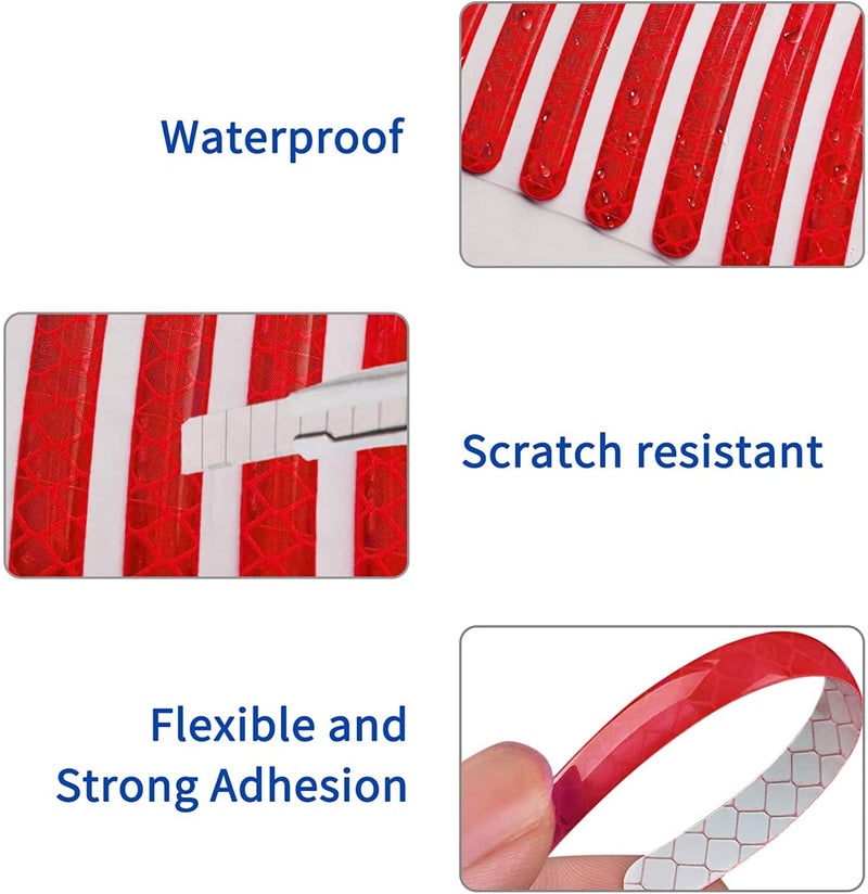 US1984 20pcs Reflective Wheel Rim Stripe Decal Sticker for Car Motorcycle Wheels Cycling Bike Bicycle Night Safety Decoration Stripe Universal Anti-Scratch Reflective Rim Stickers (Red) - Image 4